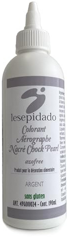 Colorant alimentaire effet nacré pour aérographe Argent, 190ml Lesepidado