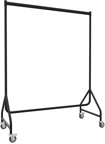 Aigentlich Kleiderständer Rollständer schwarz, 122x155x50cm | Kleiderstange Textilständer Garderobenständer rollbar stabiles Stahlrohr für Innen und Außen, sehr belastbar