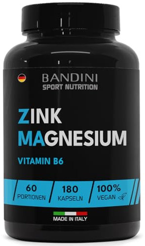 Bandini® Zinc Magnesium ULTRA 180 gélules | Complexe Zinc + Magnésium + Vitamine B6 | Complément avec Dosage Optimal | Facilite la prise de Masse et la Récupération Musculaire | 100% Vegan