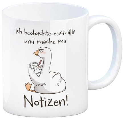 speecheese Gilbert die Gans Kaffeebecher mit Spruch Ich mache mir Notizen Perfekt für Kollegen und den Chef im Büro Ein witziger Kaffeebecher für Arbeit und Freunde - Spion