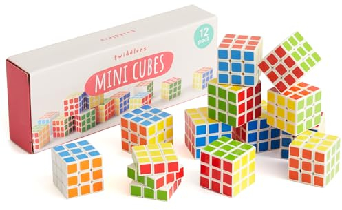 THE TWIDDLERS 12 Mini Zauberwürfel 80er Jahre Party Giveaway Mitgebsel für Kinder, 3cm - Kindergeburtstag Mitbringsel, 90er Jahre Retro Deko, Geschenke, Gedulspiele