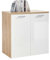 Möbel Jack Kommode Sideboard Anrichte | Dekor | Artisan Eiche | Weiß Hochglanz | 2 Türen | 80x85x50 cm