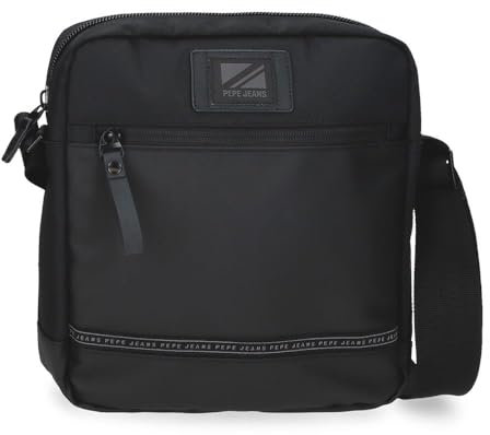 Pepe Jeans Stratford Umhängetasche, Schwarz, 23 x 27 x 7 cm, Polyester, von Joumma Bags, Schwarz, Talla única, Umhängetasche