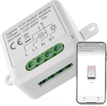 EMOS GoSmart Lichtschalter-Modul/Zigbee Smart Switch mit App, Unterputz Relais-Schalter zur Fernsteuerung, Sprachsteuerung der Beleuchtung mit Alexa & Google Home, für Einzelschalter