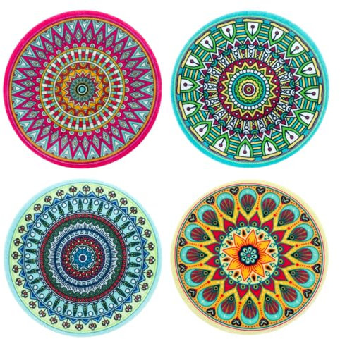 Oblique Unique Filzuntersetzer Mandala 4er Pack - Getränke Untersetzer für Tisch Dekoration robust und hochwertig