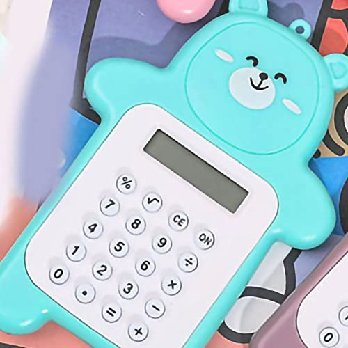 Niedlicher Mini-Cartoon-Rechner Im Bären-Stil, Leichter 8-stelliger Tragbarer Taschenrechner, Ideales für Studenten (Cyan-Bär)