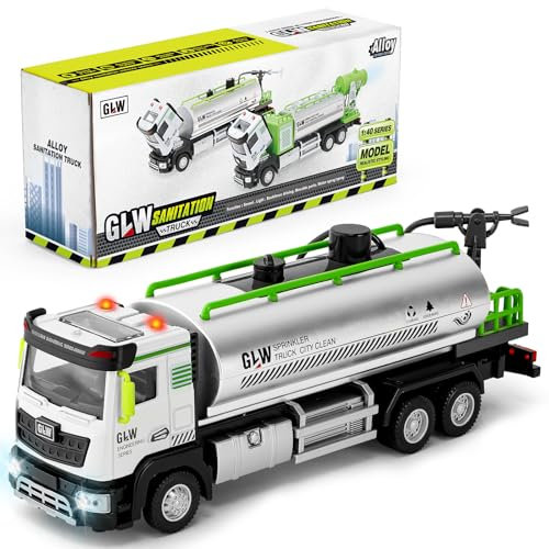 vamei Lega Camion Giocattolo, Camion Della Spazzatura Giocattolo con Suono e Luce Schizzare, 1:40 Camion Trasportatore Auto Camion Giocattolo Regalo per Bambini Ragazzi Ragazze 3 4 5 6 Anni