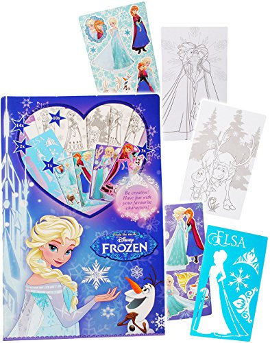 alles-meine.de GmbH Set: Malbilder/Malset mit Schablonen & Stickern - Frozen - die Eiskönigin - mit Schablone + Aufkleber + Motiv Papierbögen - Malvorlagen zum Ausmalen Mal..