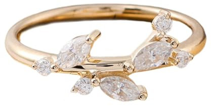 Beydodo Moissanit Ring Gold 585, Ehering Damen Einzeln Zweige mit Moissanit Trauringe Verlobungsringe Nickelfrei Gr.51 (16.2)