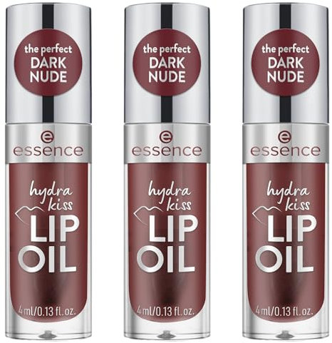 essence hydra kiss LIP OIL, Lipgloss, Nr. 08, Rot, feuchtigkeitsspendend, pflegend, mit Ölen, glänzend, vegan, ohne Parabene, ohne Mikroplastikpartikel, Nanopartikel frei, 3er Pack (3x4ml)