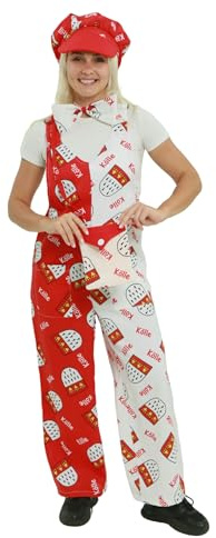 Zebra & Friends Köln Trousers L - Karneval Kostüm - Verkleidungen - Karnevalskleidung - Köln Latzhose - Verkleidungsset - Für Kinder und Erwachsene - Karnevalszubehör - Rot/Weiß