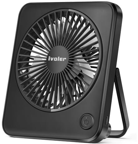 ivoler USB Desk Fan Mini Portable, Small Quiet Cooling Fan with 3 Speeds (No Battery, USB Powered Only) for Bedroom, Table, PC, Home, Office or Travel - Black