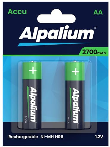 Akku Batterien AA, 2700 mAh, 2er Pack, Alpalium, sofort einsatzbereit