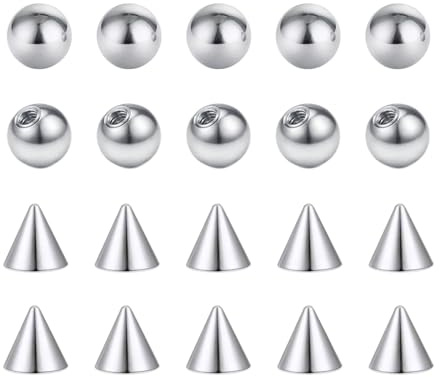 Besyvvin 20er Piercing Kugel 1,2mm Chirurgenstahl 3mm Ersatzkugeln Schraubkugeln für Piercing Lippe Septum Nase Augenbrauen