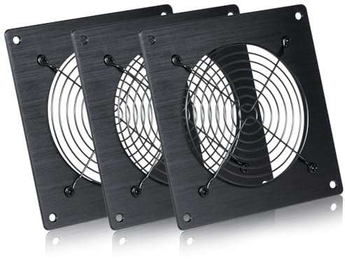 Xiaoqijia 120mm Ventilation Grille for PC Computers & AV Electronic Cabinets - Includes Fan Mounting Bracket, Protective Mesh Panel, Optimizes Server Cabinet Airflow & AV Rack Cooling（3 Packs）