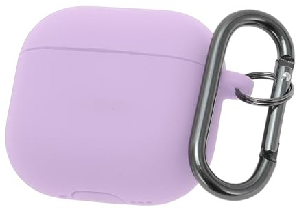 CAPASTEC Silikon Hülle Für AirPod 4 Front-LED Sichtbar Karabiner | Rosa Lila, Größe 6,1x5,3cm, Kabelloses Laden Kompatibel, 1 Stück