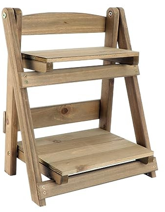 KICHOUSE Klappbarer Massivholz Blumen Ständer Bücherregal Büro Drinnen Inhaber Anlage Schlank Schicht Klein Faltbar Abgestuft Montiert Gestell Modern Süßes Bücherregal Hölzern Coffee