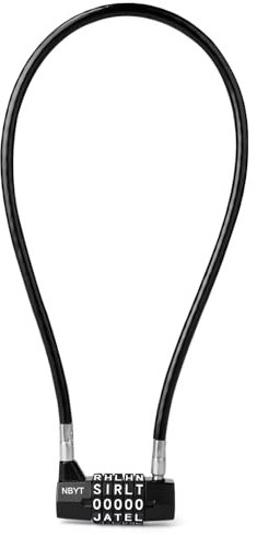 NBYT 5-Word Letter Combination Lock with 8mm Security Cable, Anti-Theft Padlock for Gates, Doors, Bikes and Storage, Black