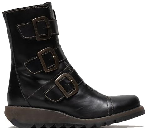 Fly Womens Black SCOP110 Chelsea Leather Ankle Zip Biker Boots