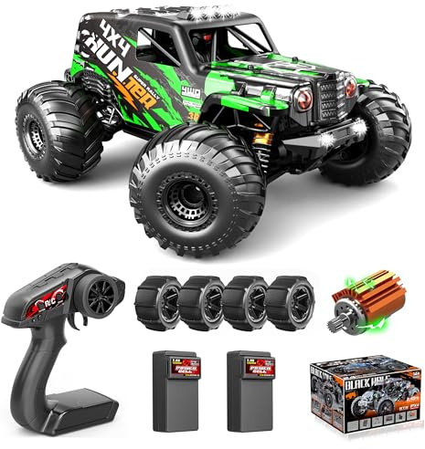 Ferngesteuertes Auto 1:14 RC Auto 4WD 40+ km/h Off Road Monster Truck | All-Terrain RC Car mit 2× 7,4V 1300mAh Akkus, Ersatz-Sandreifen,Für Erwachsene & Kinder ab 8 10 Jahren