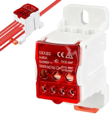 Morsettiera UKK-80A 690V - Scatola di giunzione splitter elettrico morsettiera guida DIN con coperchio di protezione per armadi di distribuzione ad alta tensione