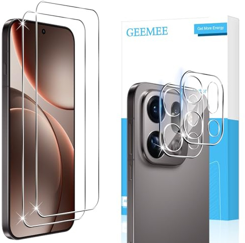 GEEMEE pour OPPO Find X9 Pro Verre Trempé, 2+2 Pièces Protection écran et Caméra Arrière Protecteur, Ultra Clair 9H Crystal Protection Ecran Anti - Rayures