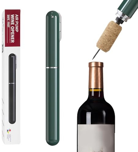 Abrelatas de vino de presión de aire 2 en 1, con Corta Cápsulas, Sacacorchos Manual Portátil, Abrebotellas de Vino, Abrebotellas de Vino, Apertura Rápida, para Viajes y Regalo para Amantes (Verde)