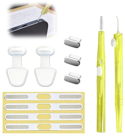Mewneap Phone Cleaning Kit with USB C Anti Dust Plug, 11pcs Dustproof Charging Port Cover & Speaker Mesh & Cleaning Tools, Phone Accessories for iPhone 17 Pro/17/16 Pro/16/15 Pro/15, NOT for Max