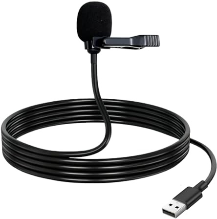 LYMISPIYA Microphone USB Cravate Omnidirectionnel 1,5 M — Micro Cravate Plug & Play pour PC/Mac/Laptop, Micro pour PC USB Idéal Youtube, Skype, Podcast, Enregistrement, Gaming, Micro Filairе ASMR