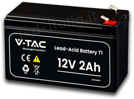 Batteria al Piombo Acido 12V 2Ah per Allarmi, Videosorveglianza, UPS Terminali T1 178 * 36 * 61mm