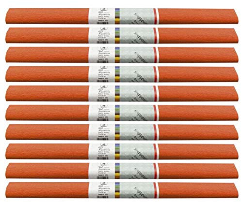 PARTY DISCOUNT wasserfestes Krepppapier | 250x50 cm | Feinkrepp Maibaum Dekoration Farbecht (Orange, 10 Rollen)