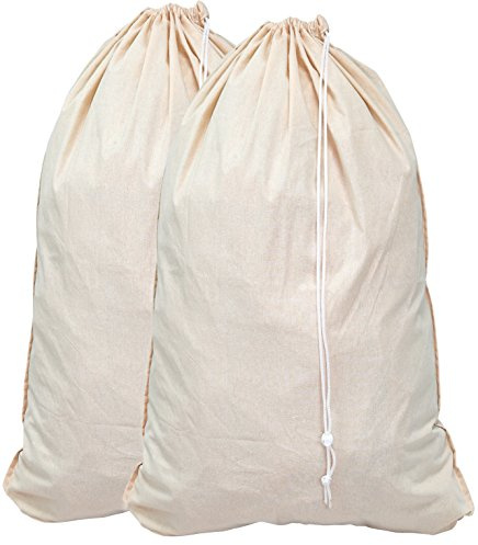Simple Houseware Extra Large Natural Cotton Laundry Bag (28 x 36), 2 Pack