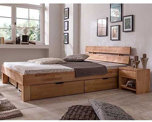 moebel-store24 Futonbett Judith, Kernbuche-Massiv Natur geölt 100 x 200 cm