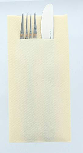 Mank Airlaid Besteckservietten Uni | 40 x 40 cm | 1/8-Falz | Premium Einweg-Serviette | saugstark | Basic | 75 Stück (Creme)