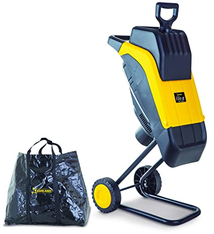 Garland CHIPPER 100E-V20 - Biotriturador eléctrico 2500W, cuchillas, ramas hasta 45 mm, ligero 10 kg, con ruedas y saco
