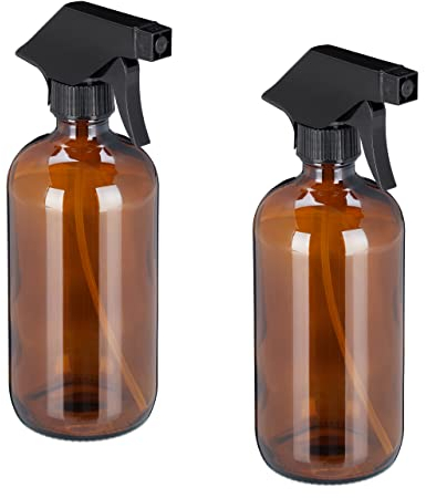 relaxdays Pulvérisateur en Verre, Lot de 2, 500 ML, Rechargeable, Vaporisateur Vide, brumisateur, Spray, Flacon, Marron