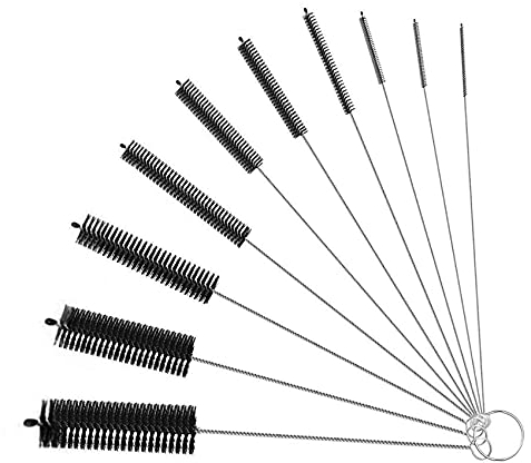 Rpanle 10 Pezzi Spazzola per Pulizia, Kit di Spazzola per la Pulizia Dei Tubi Per La Pulizia Di Caffettiere, Macchine Da Caffè,Teiere, per Pipa, Provetta, Bocca di Bollitore, Lavandino (Nero)