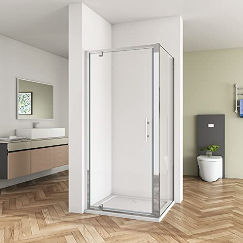 Huiyang 1000mm New Pivot Hinge Shower Door Enclosure Walk in 800mm Side Panel and 1000x800mm Tray Glass Screen Cubicle