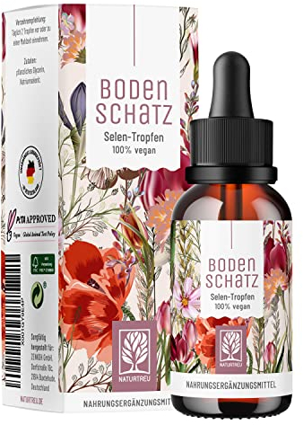 NATURTREU®️ Selen Tropfen hochdosiert 50ml vegan - 200µg Selen flüssig pro Tagesdosis - Mit süßem Geschmack - Natriumselenit 100% natürlich & ohne Zusatzstoffe