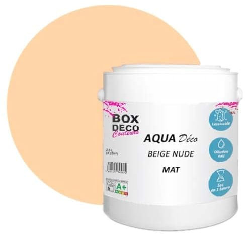 BOX DECO COULEURS Peinture murale acrylique aspect mat Aqua Déco - 2,5L, Beige Nude