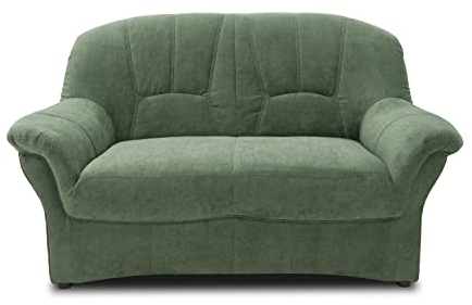 DOMO. collection Sofa Bahia FK, 2er Couch mit Federkernpolsterung, Federkernsofa in klassischem Design, 2 Sitzer, Polstermöbel 153 x 57 x 91 cm (BxTxH), grün