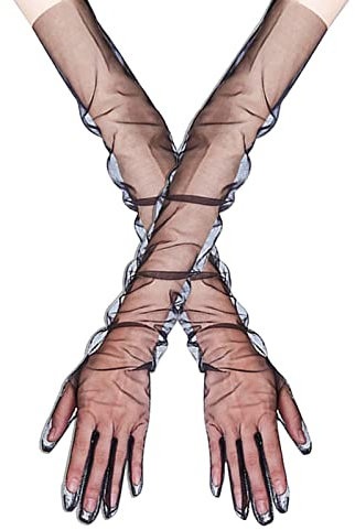Andiker Damen Lange Tüll Handschuhe, Sheer Hochzeit Braut Handschuhe 27,5 Zoll Ellenbogen Länge Oper Handschuh für Bankett Prom Tea Party Halloween Kostüme