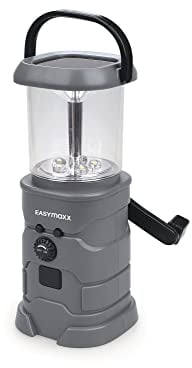 EASYmaxx lámpara solar con radio | radio de emergencia y linterna con manivela | linterna LED ideal para camping al aire libre y la supervivencia de los preparadores | recargable con energía solar