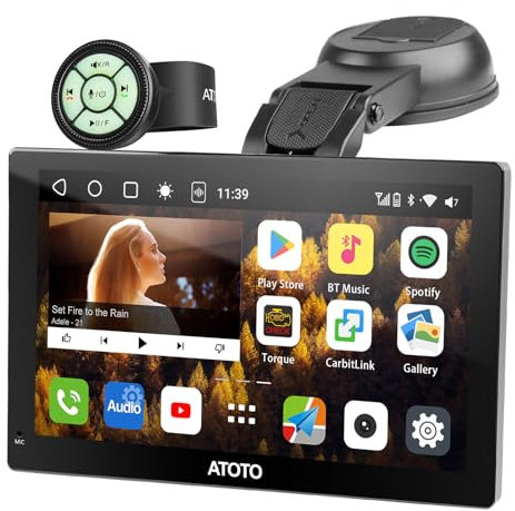 ATOTO Estéreo De Coche Android QLED De 7 Pulgadas, Audio para El Coche Portátil con 2+32GB, CarPlay Inalámbrico & Android Auto, Mirror Link, Rastreo GPS, Doble Bluetooth, WiFi, USB, HDMI P907SD