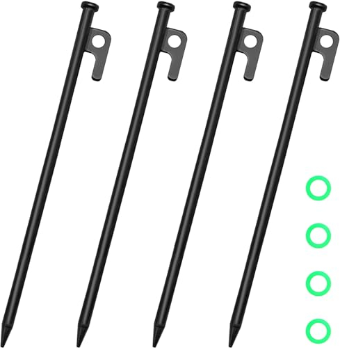 Tarocat 4 Stück Zelt Heringe Stahl Erdnägel, 30 cm Heringe zum Zelten, Zelt Heringe aus Stahl, Erdnägel für Camping, Zeltheringe Heringe für Camping und Outdoor Wandern (4 Stücke)