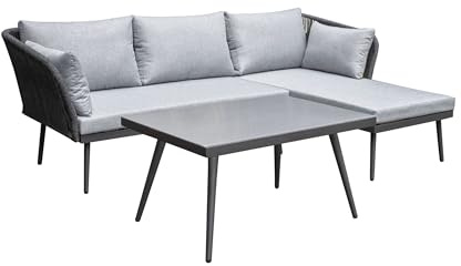 LC Garden »Sunera« Gartenlounge Set 3tlg. dunkelgrau Rope Loungeset Sitzgarnitur Terassen-Möbel Garten Set