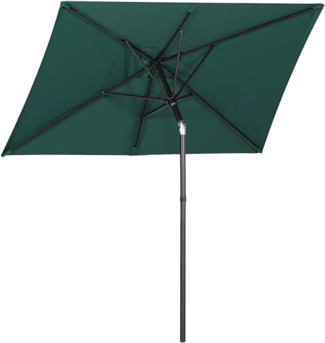Sekey Parasol rectangulaire pour balcon, terrasse et jardin, 180 x 130 cm, résistant au vent et inclinable UPF 50+, vert, 180x130cm, Moderne