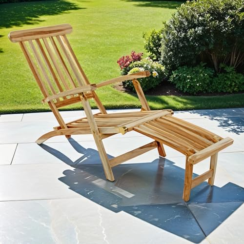 SAM Loreno Gartenliege - Puccon – 5-Fach verstellbare, klappbare Sonnenliege aus massivem Teakholz, Outdoor Liegestuhl für Garten, Balkon & Terrasse – Hochwertige Gartenmöbel Lounge Relaxliege