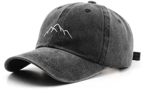 YULOONG Herren Vintage Baseball Cap Mountain Berggipfel Peak Stickerei Baseball Hüte Retro gewaschen Baumwolle Dad Cap Frauen Outdoor Sport Cap Verstellbar Unisex Schwarz