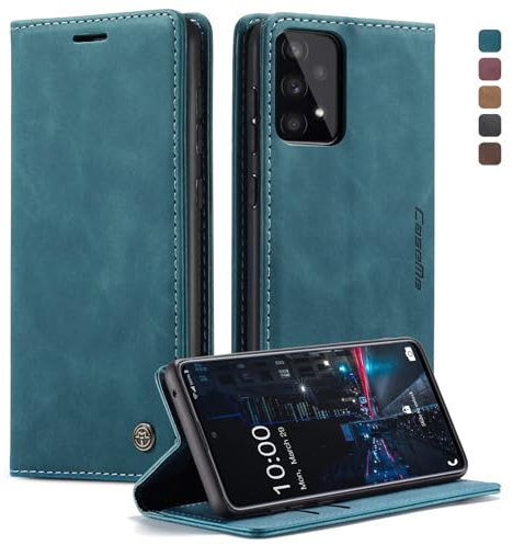 Cracedily Coque pour Samsung Galaxy A33 5G Pochette, Etui Protection Housse Premium en Cuir PU,Etui à Rabat Pochette de Portefeuille Étui pour Samsung A33 5G Case, Bleu Vert